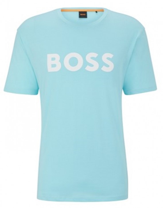 Boss T-Shirt Thinking 1 aus Baumwoll-Jersey mit gummiertem Logo-Print blau 461
