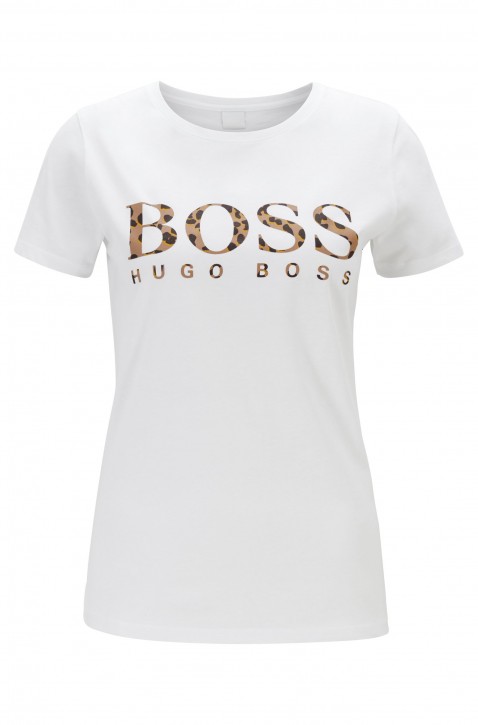 HUGO BOSS T-Shirt TIBOSS 1 aus Baumwolle mit Leoparden-Logo weiss S