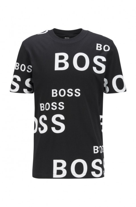 HUGO BOSS T-Shirt Tiburt 181aus Baumwolle mit Allover-Logos  schwarz 001