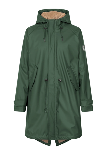 DERBE Travel Cozy Friese Tidaholm Damen Regenjacke gefüttert tibetan combu green / caramel 0530 98179817