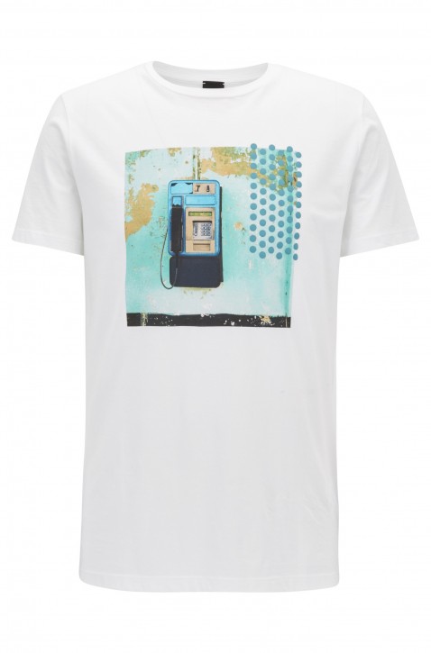 BOSS Regular-Fit T-Shirt Timen 1 aus Pima-Baumwolle mit Print weiss 100