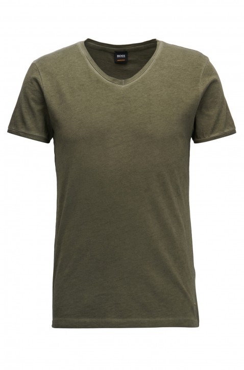 BOSS ORANGE TRACE Regular-Fit T-Shirt aus Baumwolle mit V-Ausschnitt dunkelgrün 302