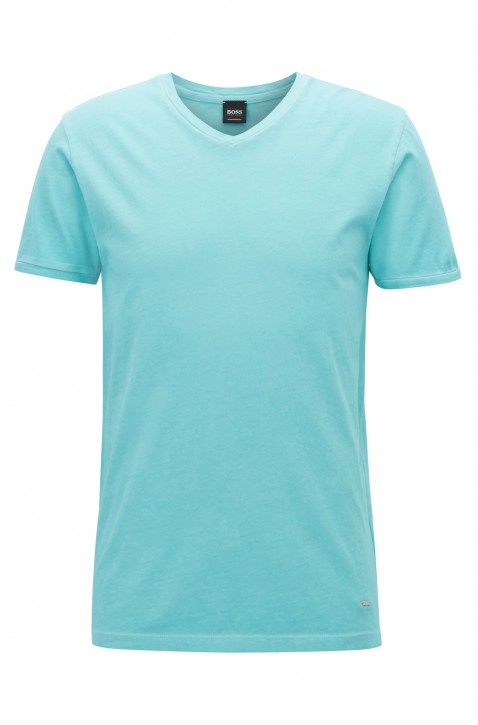 BOSS ORANGE TRACE Regular-Fit T-Shirt aus Baumwolle mit V-Ausschnitt türkis 442