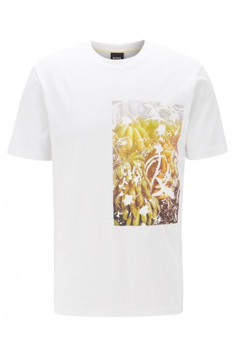 BOSS Recycelbares T-Shirt TROAAR 1 aus reiner Baumwolle mit PVC-freiem Foto-Print weiss 100
