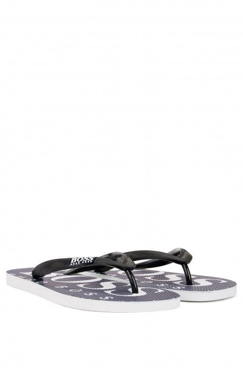 BOSS Flipflops Wave_Thng_digital mit kontrastfarbenem Logo dunkelblau 401