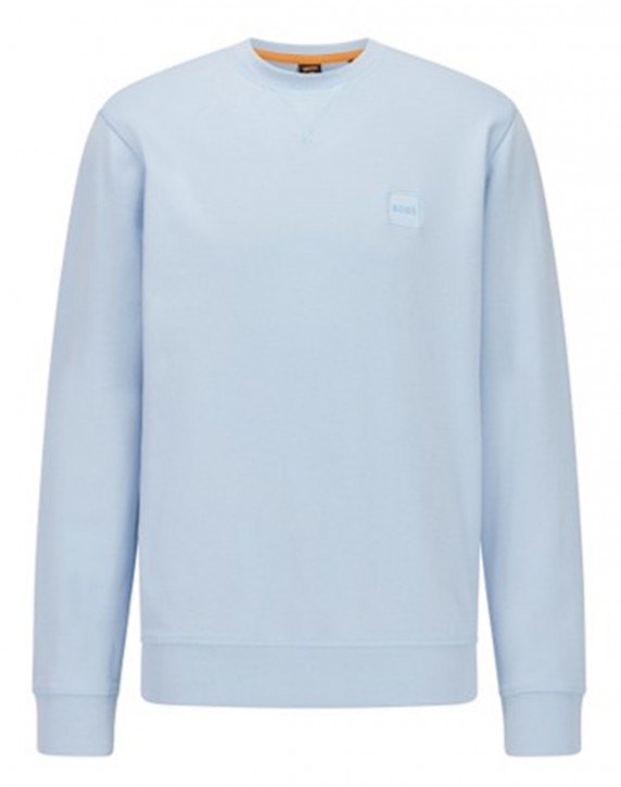 Boss Relaxed-Fit Sweatshirt Westart aus Baumwolle mit Logo-Aufnäher hellblau 487