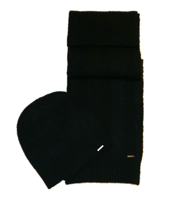 HUGO SET SCHAL/MÜTZE FARBE SCHWARZ 001