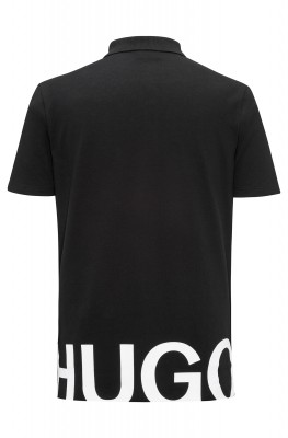 HUGO Poloshirt Darelli aus Baumwoll-Piqué mit Logo-Print hinten am Saum schwarz 001 XXL
