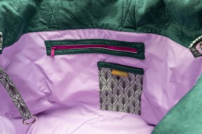 PALMS Damen Shopper Tasche GREEN VELVET mit einer zusätzlicher Clutch