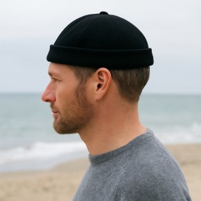 David Benedict Matrosen ,Docker-Mütze, Hip-Hop-Schädelkappe, Unisex-Mützen, Randlose Hüte Farbe schwarz 001 Kappenumfang 58cm