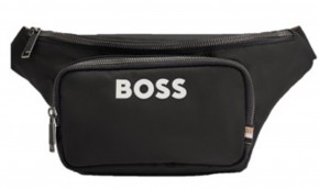 Boss Strukturierte Gürteltasche Catch_3.0_Bumbag mit kontrastfarbenem Logo schwarz 001